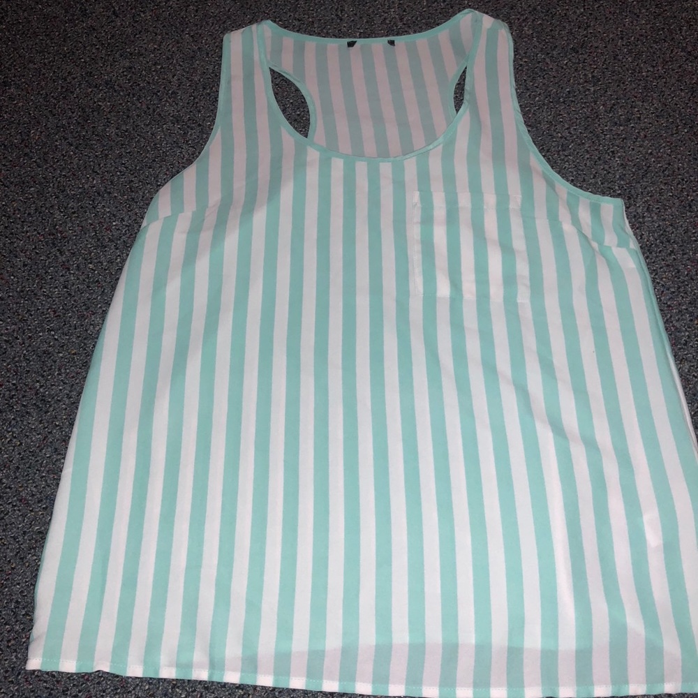 Tiffany Blue Striped Tank